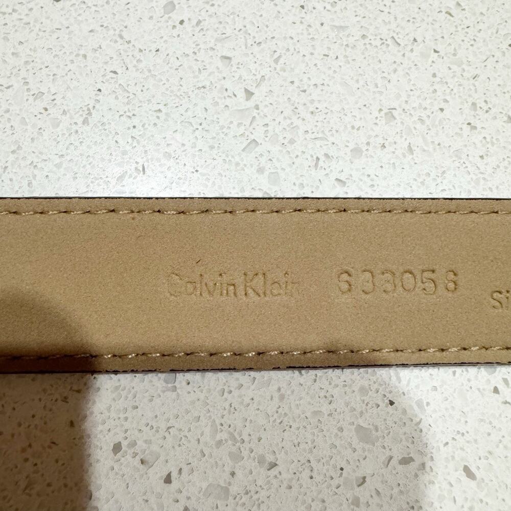 Calvin Klein Women Small Brown Leather Animal Print Embossed Belt Thin - Picture 5 of 6